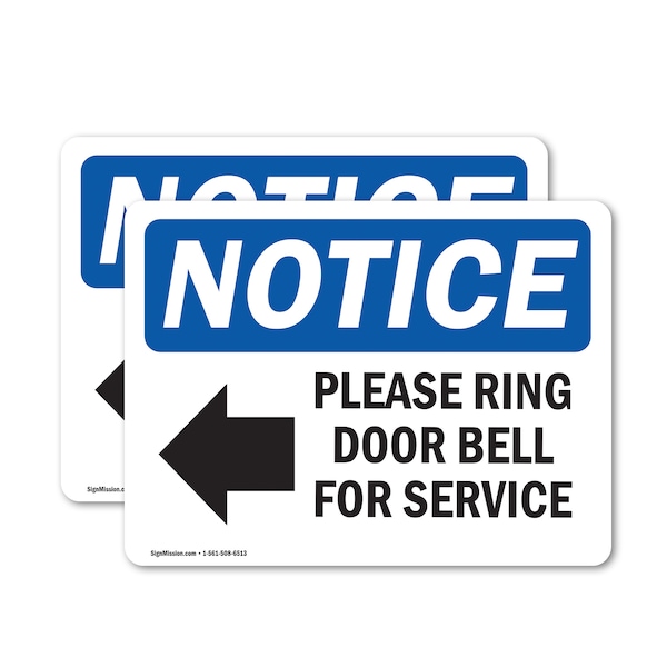 Signmission Please Ring Door Bell For Service Sign With Symbol, 5 in W x Rectangle, Vinyl Decal OS-2PACK-NS-D-35-L-17580 - main